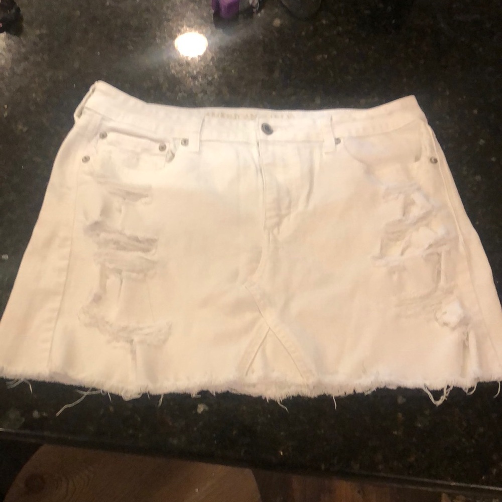 American Eagle white jean skirt.